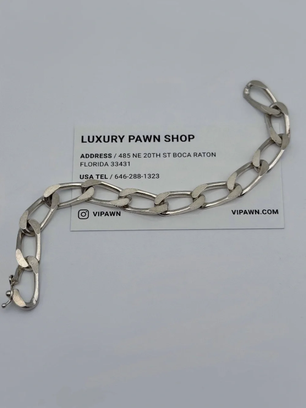 Vintage 925 Sterling Silver Big Curb Link Bracelet 8
